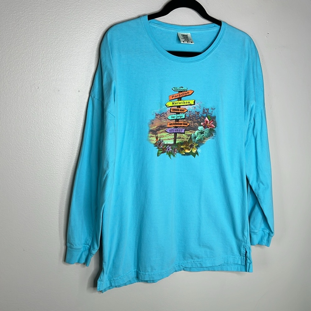 Key West The Keys Direction Sign 100% Cotton long sleeve tee size Medium - Picture 3 of 12